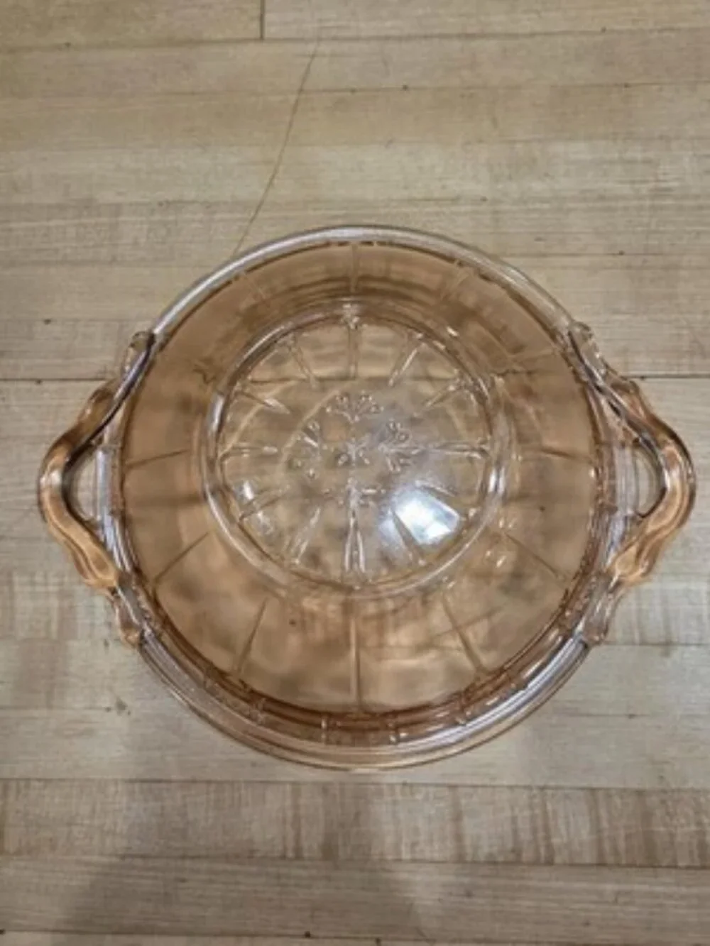 Vintage Jeannette Doric Pink Depression Glass 2 Handle Serving Bowl 10 inch